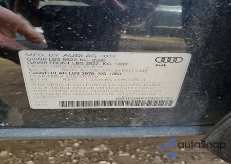 2015 Audi Q5 Premium Plus из США, поврежденный, VIN WA1DGAFP5FA057153